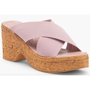 ITALIAN SHOEMAKERS NIB NAIBE CRISSCROSS PINK PLATFORM SLIDE SANDAL. SIZE 8.5 M